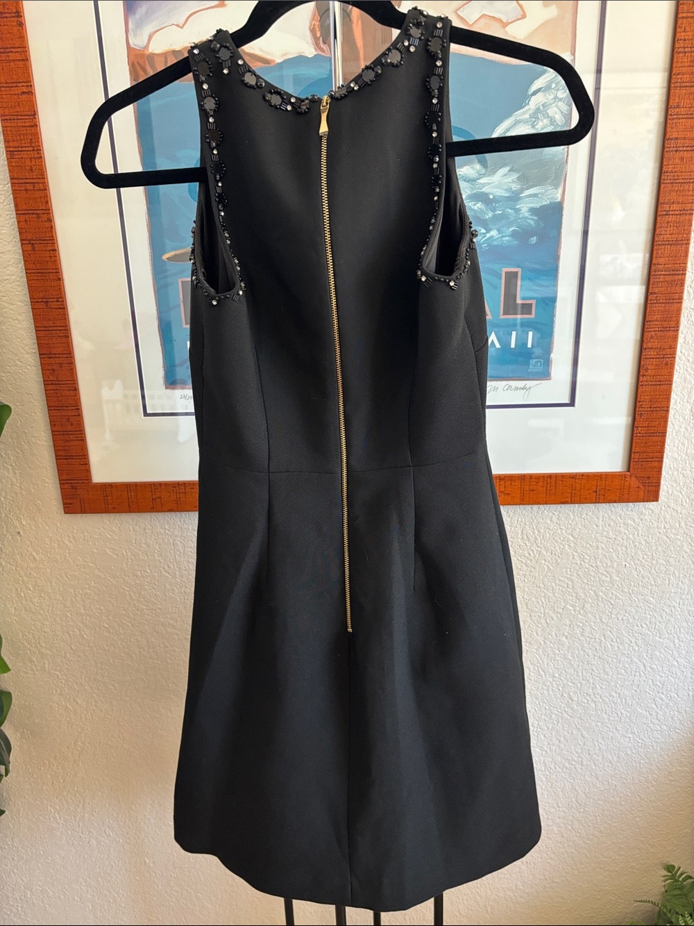 Kate Spade New York Scattered Brooch Rhinestone Beaded Formal Crepe Dress - Picture 8 of 13